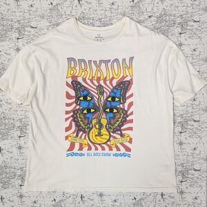 Brixton Psychedelic Butterfly Guitar Oversized Graphic Tour Tee - L
